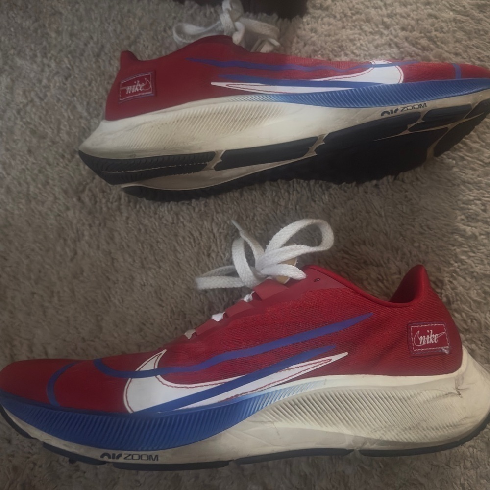 Men’s used Nike Air Zoom Pegasus 37 premium shoes size 11.5 red sail blue Pre ow - Picture 6 of 9